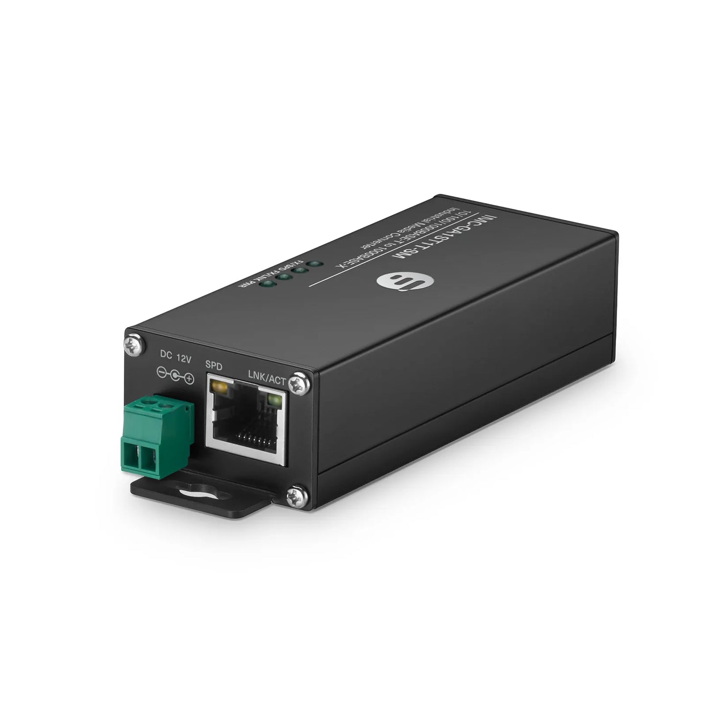 Mini Industrial Unmanaged 1x 10/100/1000Base-T RJ45 to 1x 1000Base-X Single Mode ST 1310nm 20km Gigabit Ethernet Media Converter, European Plug Standard