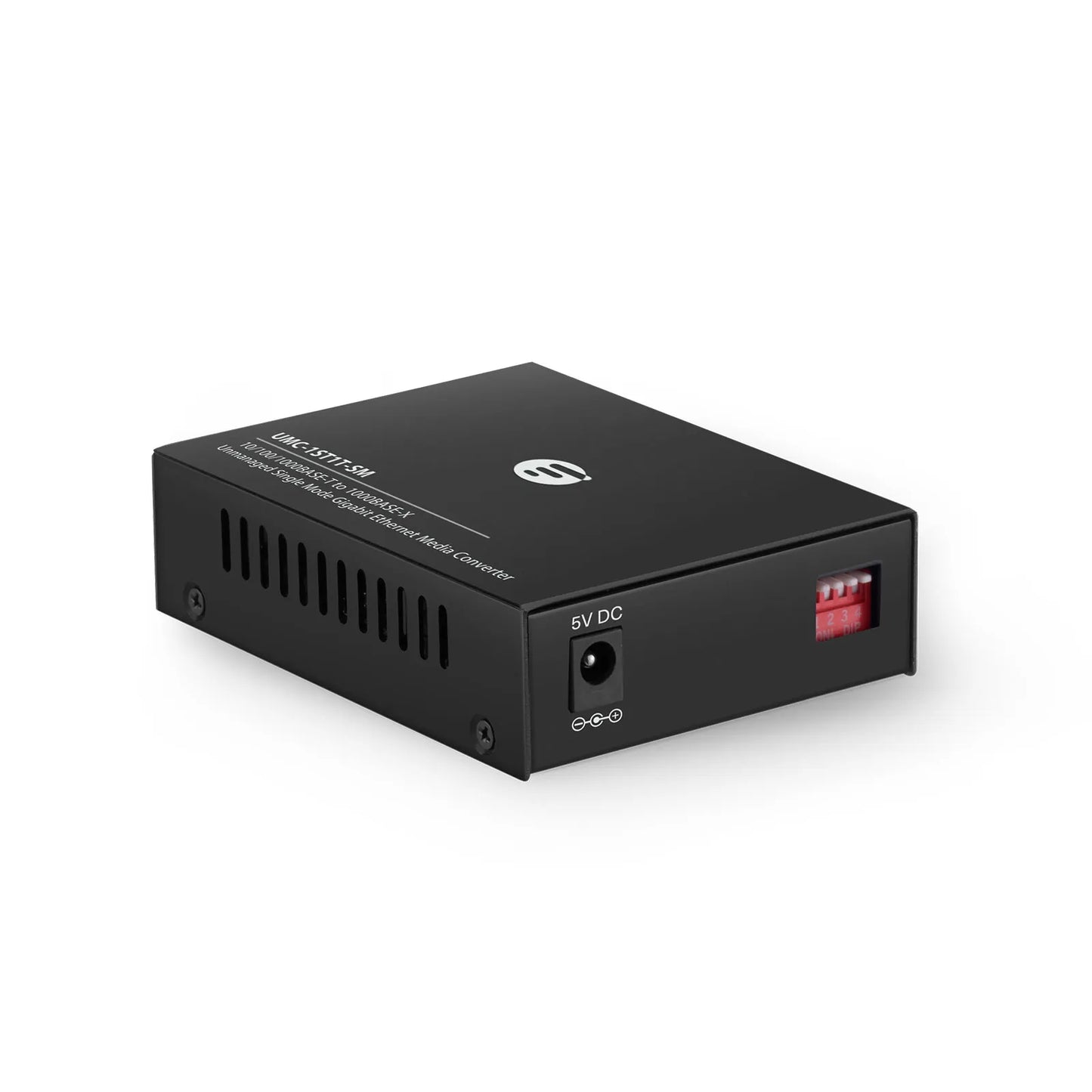 Unmanaged 1x 10/100/1000Base-T RJ45 to 1x 1000Base-X Single Mode ST 1310nm 20km Gigabit Ethernet Media Converter, American Plug Standard