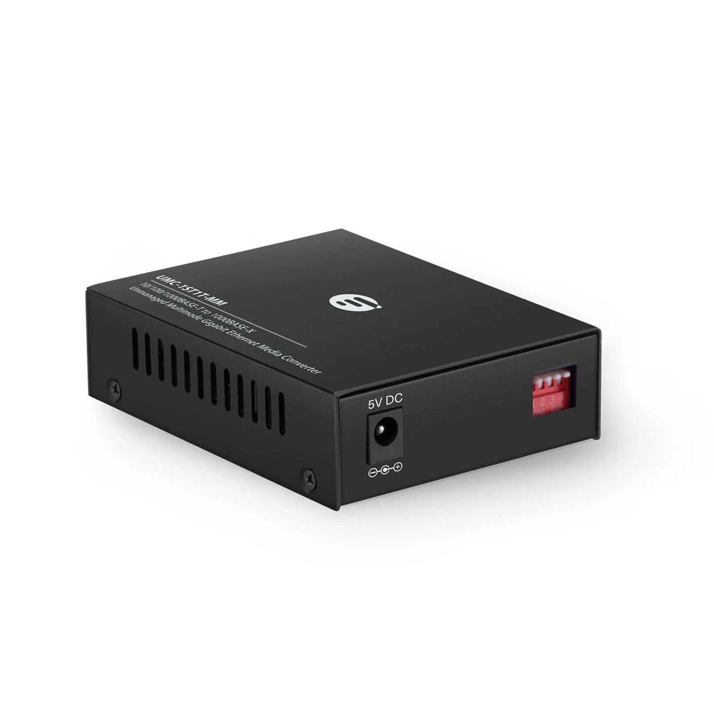 Unmanaged 1x 10/100/1000Base-T RJ45 to 1x 1000Base-X Multimode ST 850nm 220/550m Gigabit Ethernet Media Converter, American Plug Standard