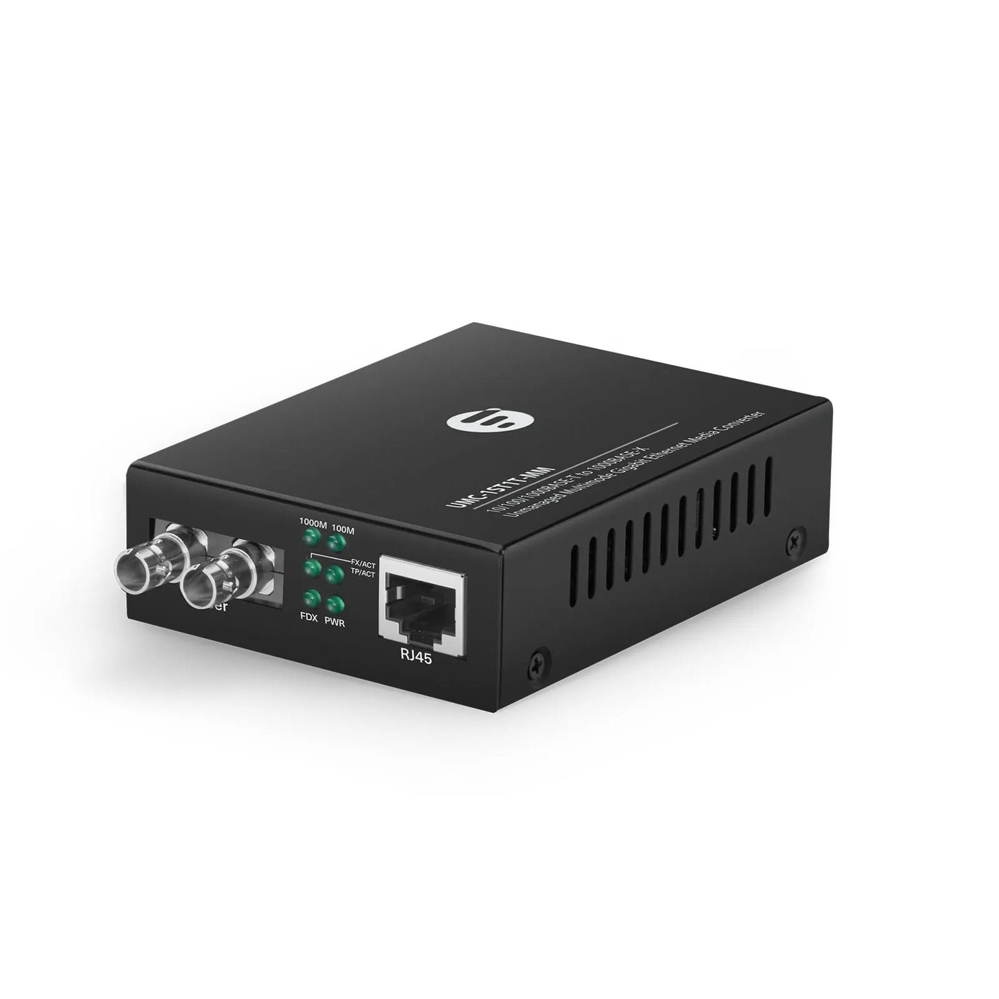 Unmanaged 1x 10/100/1000Base-T RJ45 to 1x 1000Base-X Multimode ST 850nm 220/550m Gigabit Ethernet Media Converter, European Plug Standard