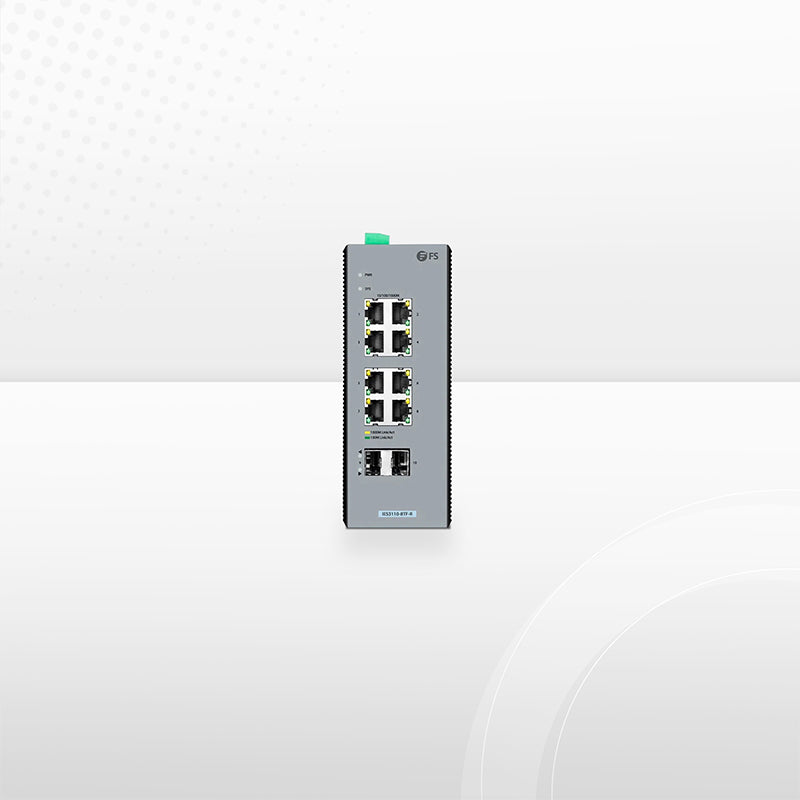 IES3110-8TF-R, 8-Port Gigabit Ethernet L2+ Managed Industrial Switch, 8 x 10/100/1000BASE-T, with 2 x 1Gb SFP, -40 to 75°C Operating Temperature