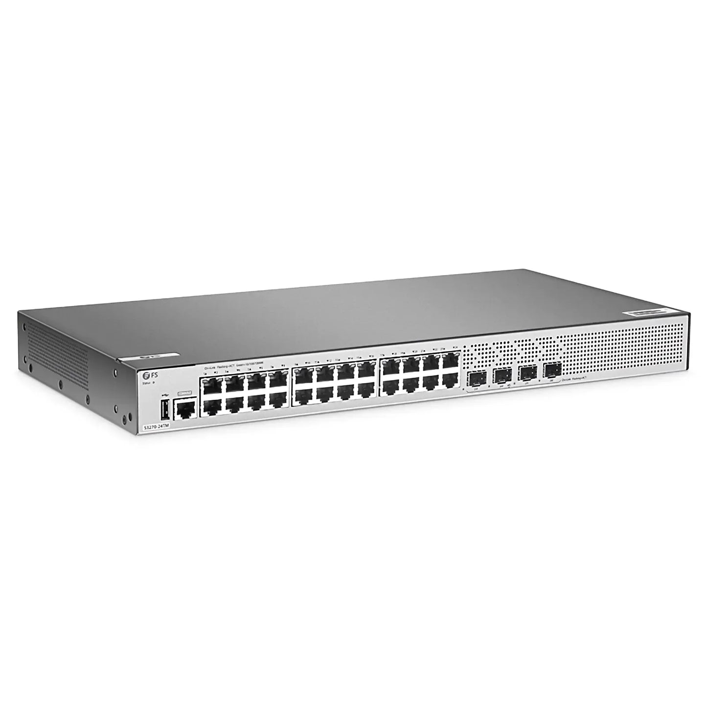 S3270-24TM, 24-Port Gigabit Ethernet L2+ Switch, 24 x Gigabit RJ45, with 4 x 1/2.5Gb SFP Uplinks, Broadcom Chip, Fanless