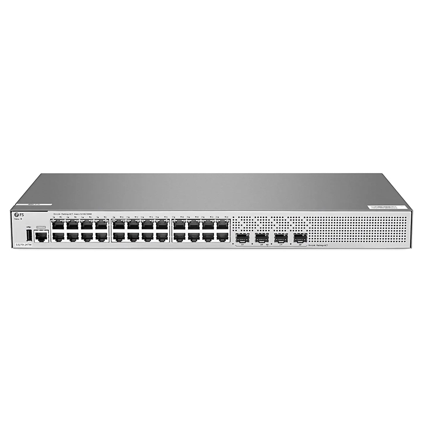 S3270-24TM, 24-Port Gigabit Ethernet L2+ Switch, 24 x Gigabit RJ45, with 4 x 1/2.5Gb SFP Uplinks, Broadcom Chip, Fanless