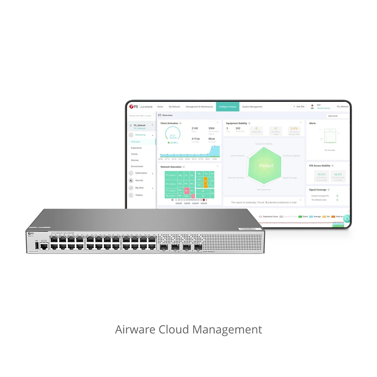 S3270-24TM, 24-Port Gigabit Ethernet L2+ Switch, 24 x Gigabit RJ45, with 4 x 1/2.5Gb SFP Uplinks, Broadcom Chip, Fanless