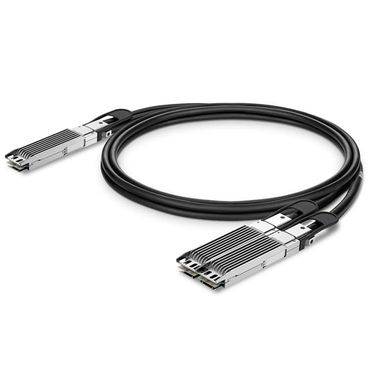 0.5m (2ft) Generic Compatible 800G OSFP 8 x 100G PAM4 Finned Top to 2 x 400G OSFP 4 x 100G PAM4 Finned Top Passive Direct Attach Copper Breakout Cable