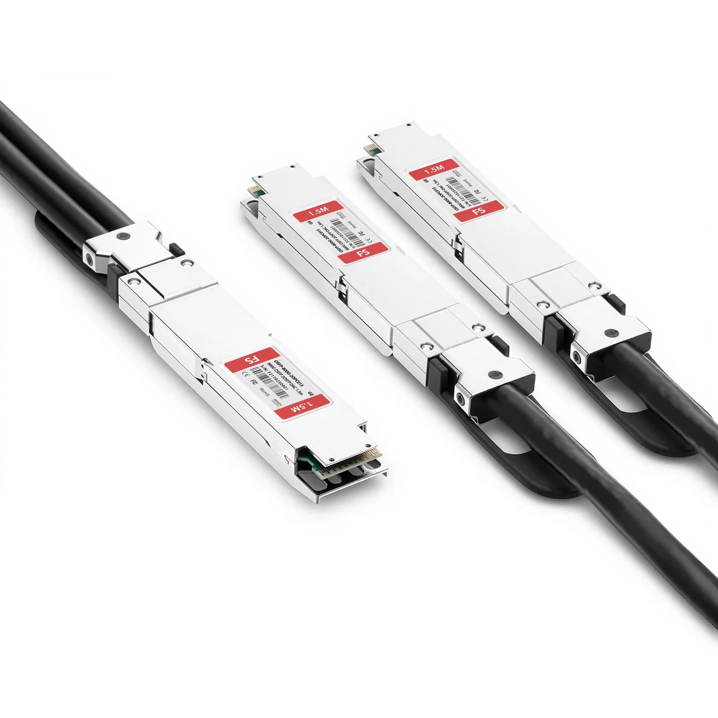 1.5m (5ft) Generic Compatible 800G OSFP 8 x 100G PAM4 Finned Top to 2 x 400G OSFP 4 x 100G PAM4 Finned Top Passive Direct Attach Copper Breakout Cable