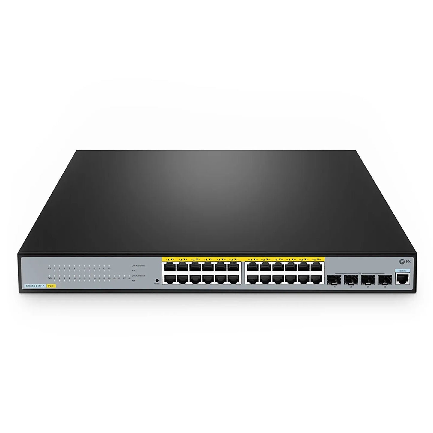 S2805S-24TF-P, 24-Port Gigabit Ethernet L2 Smart Managed PoE+ Switch, 24 x PoE+ Ports @370W, with 4 x 1Gb SFP Uplinks, Realtek Chip