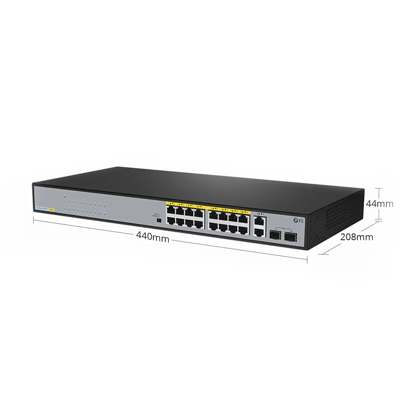 S2500L-18T2F-P, 18-Port Gigabit Ethernet L2 Unmanaged PoE+ Switch, 16 x PoE+ Ports@240W, 2 x 1Gb RJ45, with 2 x 1Gb SFP Uplinks, Desktop/Rackmount