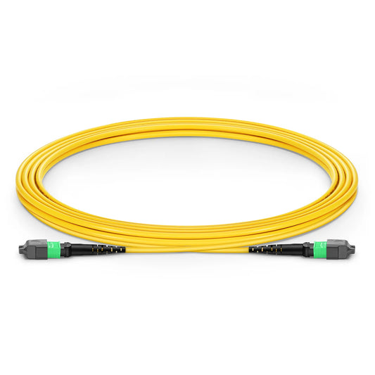 3m (10ft) MTP® Jumper, MTP®-12 APC (Female) to MTP®-12 APC (Female), 12 Fibers, Single Mode (OS2), Plenum (OFNP), 0.35dB Max, Type B, Yellow