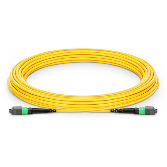 20m (66ft) MTP® Jumper, MTP®-12 APC (Female) to MTP®-12 APC (Female), 12 Fibers, Single Mode (OS2), Plenum (OFNP), 0.35dB Max, Type B, Yellow