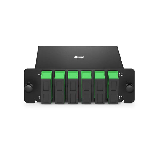 FHD™ SC Splice Cassette with Pigtails, 12 Fibers OS2 Single Mode, 6 x SC APC Duplex (Green), 0.3dB Max.