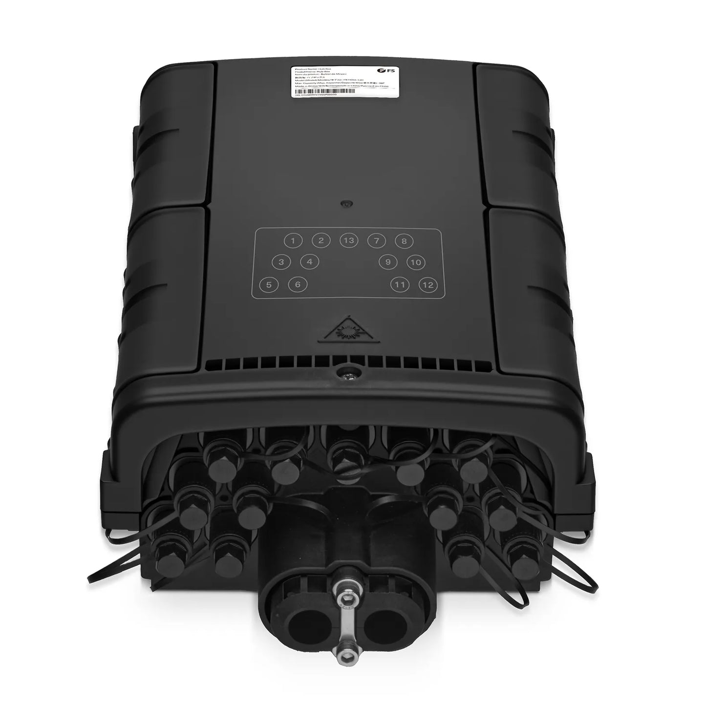 Fully Pre-Terminated Fiber Distribution Hub Box for Quick ODN, 1 Uncut Port, 13 SC/APC Hardened Adapters, Mechanical Seal, Supports 1:2/1:4/1:8 Mini Splitters, PP+GF, IP68, Wall/Pole/Aerial Mount, Indoor/Outdoor