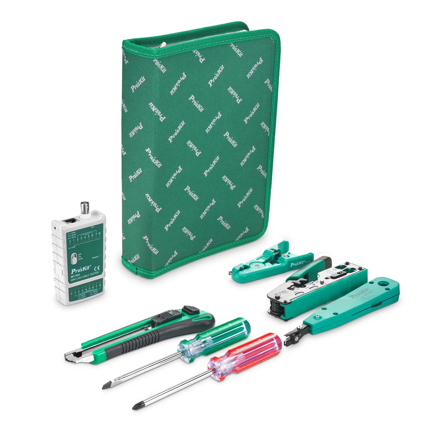 Pro'sKit® 7-in-1 Network Installation Tool Kit with Cable Tester, Crimper, Wire Stripper in Carrying Case