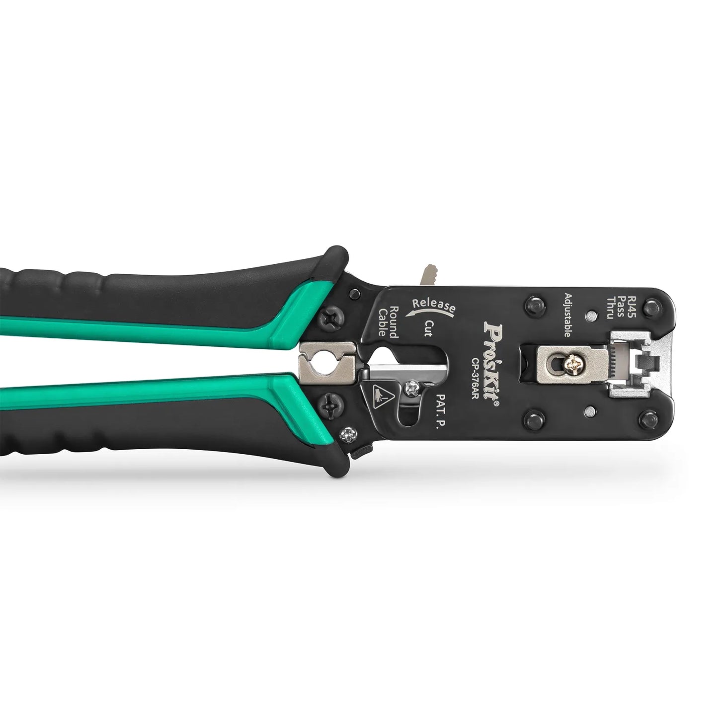 Cat5/6/7 RJ45 Pass-Through Professional Modular Crimper with Built-in Wire Cutter and Stripper