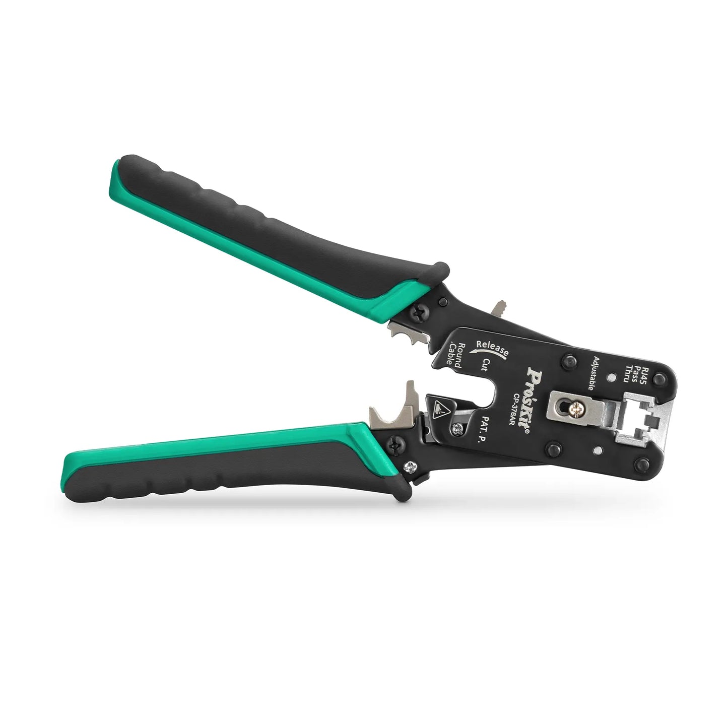 Cat5/6/7 RJ45 Pass-Through Professional Modular Crimper with Built-in Wire Cutter and Stripper