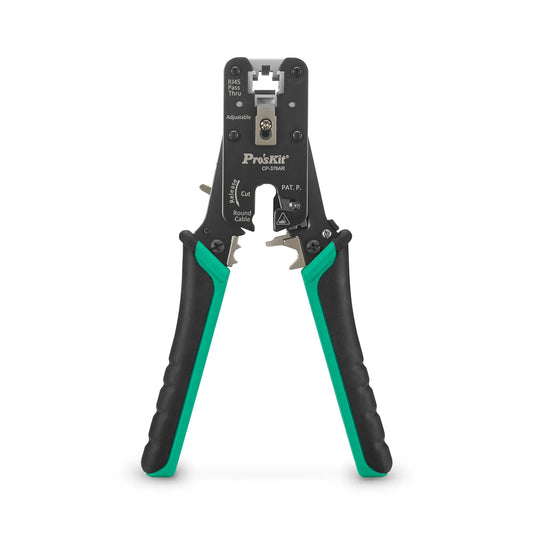Cat5/6/7 RJ45 Pass-Through Professional Modular Crimper with Built-in Wire Cutter and Stripper