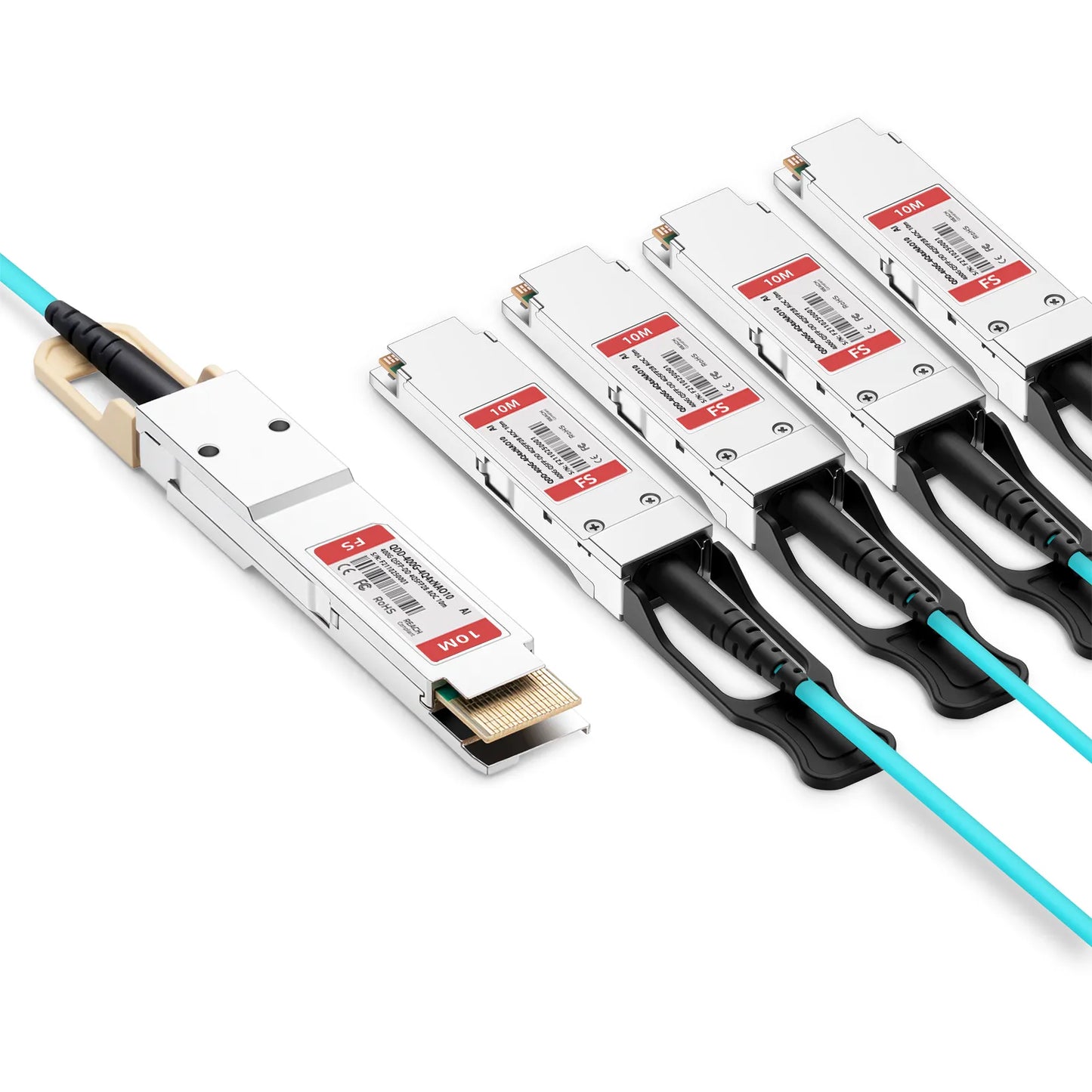 10m (33ft) Arista Networks Compatible 400G QSFP-DD 8 x 50G PAM4 to 4 x 100G QSFP28 4 x 25G NRZ Active Optical Breakout Cable