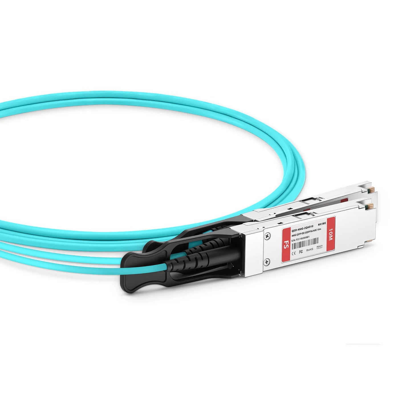 10m (33ft) NVIDIA/Mellanox Compatible 400G QSFP-DD 8 x 50G PAM4 to 2 x 200G QSFP56 4 x 50G PAM4 Ethernet Active Optical Breakout Cable