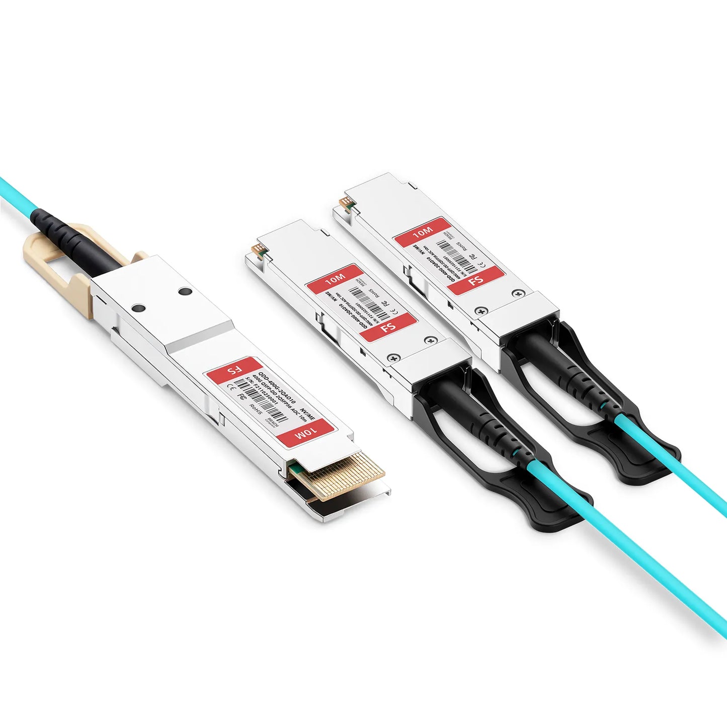 10m (33ft) NVIDIA/Mellanox Compatible 400G QSFP-DD 8 x 50G PAM4 to 2 x 200G QSFP56 4 x 50G PAM4 Ethernet Active Optical Breakout Cable
