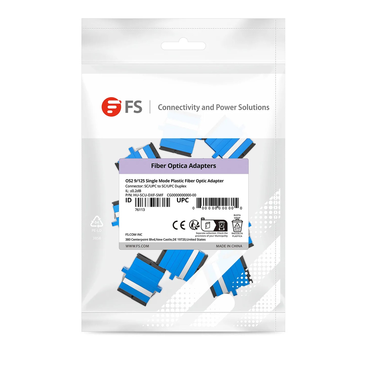SC/UPC to SC/UPC Duplex OS2 Single Mode Plastic Fiber Optic Adapter/Coupler with Flange (10pcs/Pack)