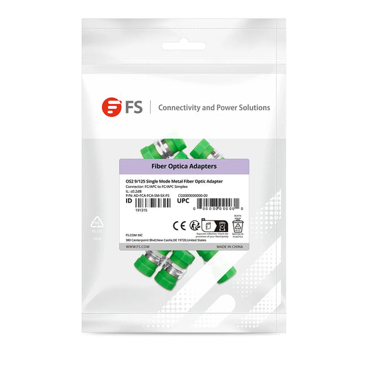 FC/APC to FC/APC Simplex OS2 Single Mode Metal Small D Fiber Optic Adapter/Coupler without Flange (10pcs/pack)