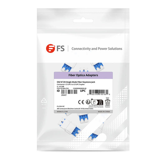 LC/UPC to LC/UPC Duplex Single Mode Fiber Keystone Jack, 10Pcs/Pack