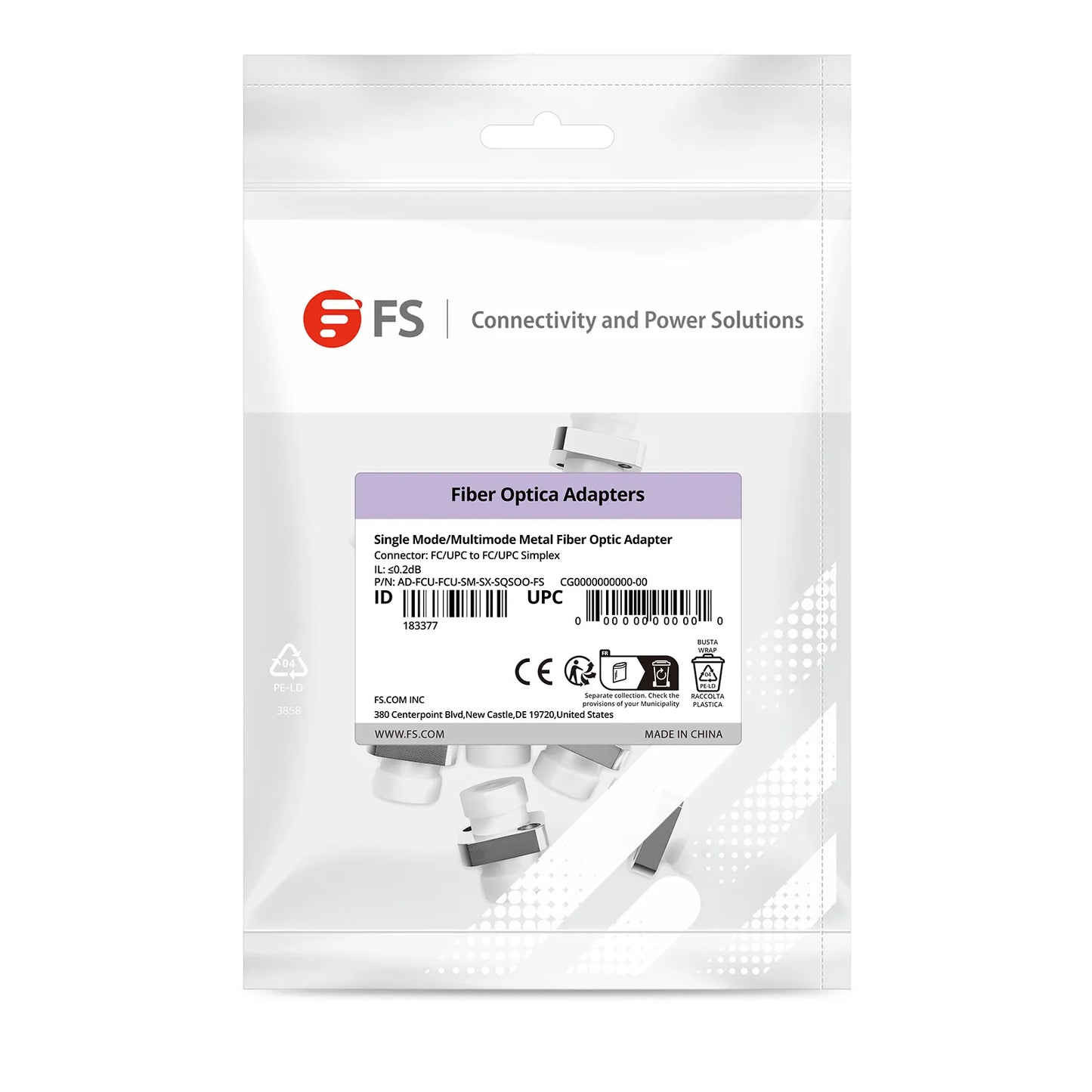 FC/UPC to FC/UPC Simplex Single Mode/Multimode Square Solid Type One Piece Metal Fiber Optic Adapter/Coupler with Flange (10pcs/pack)