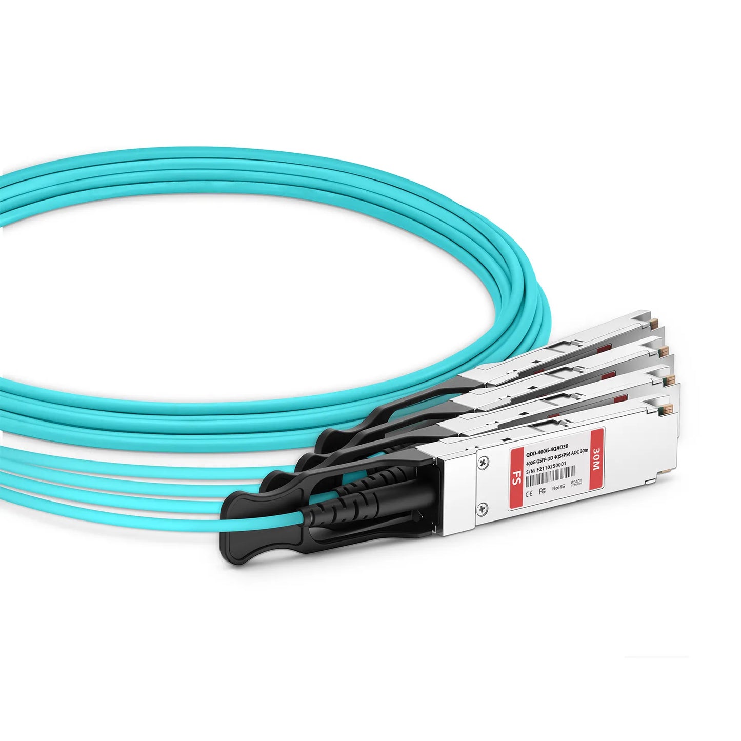 30m (98ft) Cisco Compatible 400G QSFP-DD 8 x 50G PAM4 to 4 x 100G QSFP56 2 x 50G PAM4 Active Optical Breakout Cable