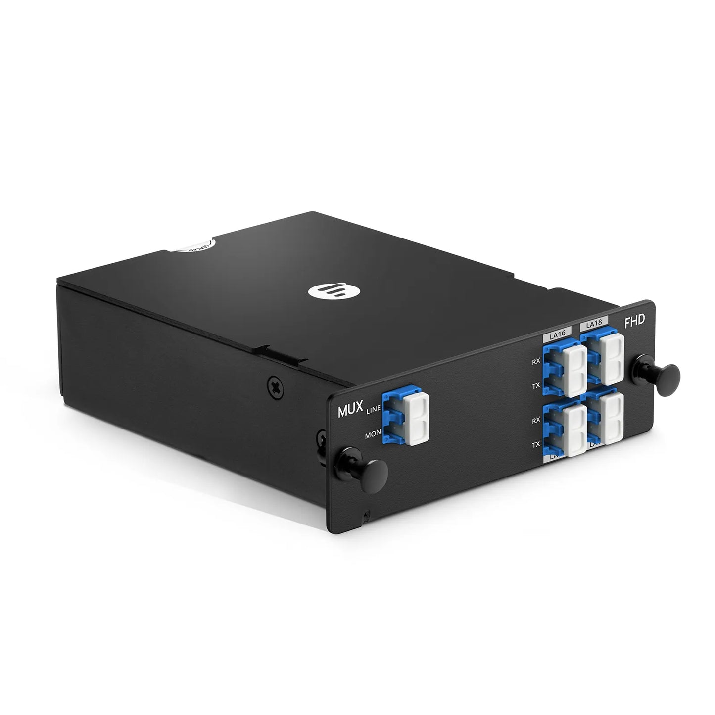 4 Channels LAN-WDM Mux Demux, 1273.55-1286.66nm, with Monitor Port, 2.8dB Typical IL, LC/UPC, Single Fiber, Side-B, High Density, FHD™ Plug-in Module