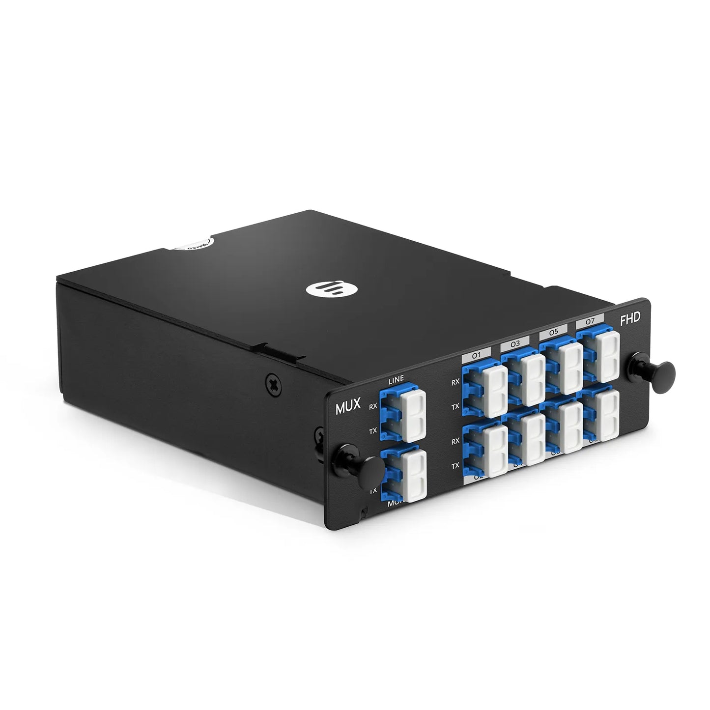 8 Channels O-band DWDM Mux Demux, 228.4-229.8THz, with Monitor Port, 3.0dB Typical IL, LC/UPC, Dual Fiber, High Density, FHD™ Plug-in Module