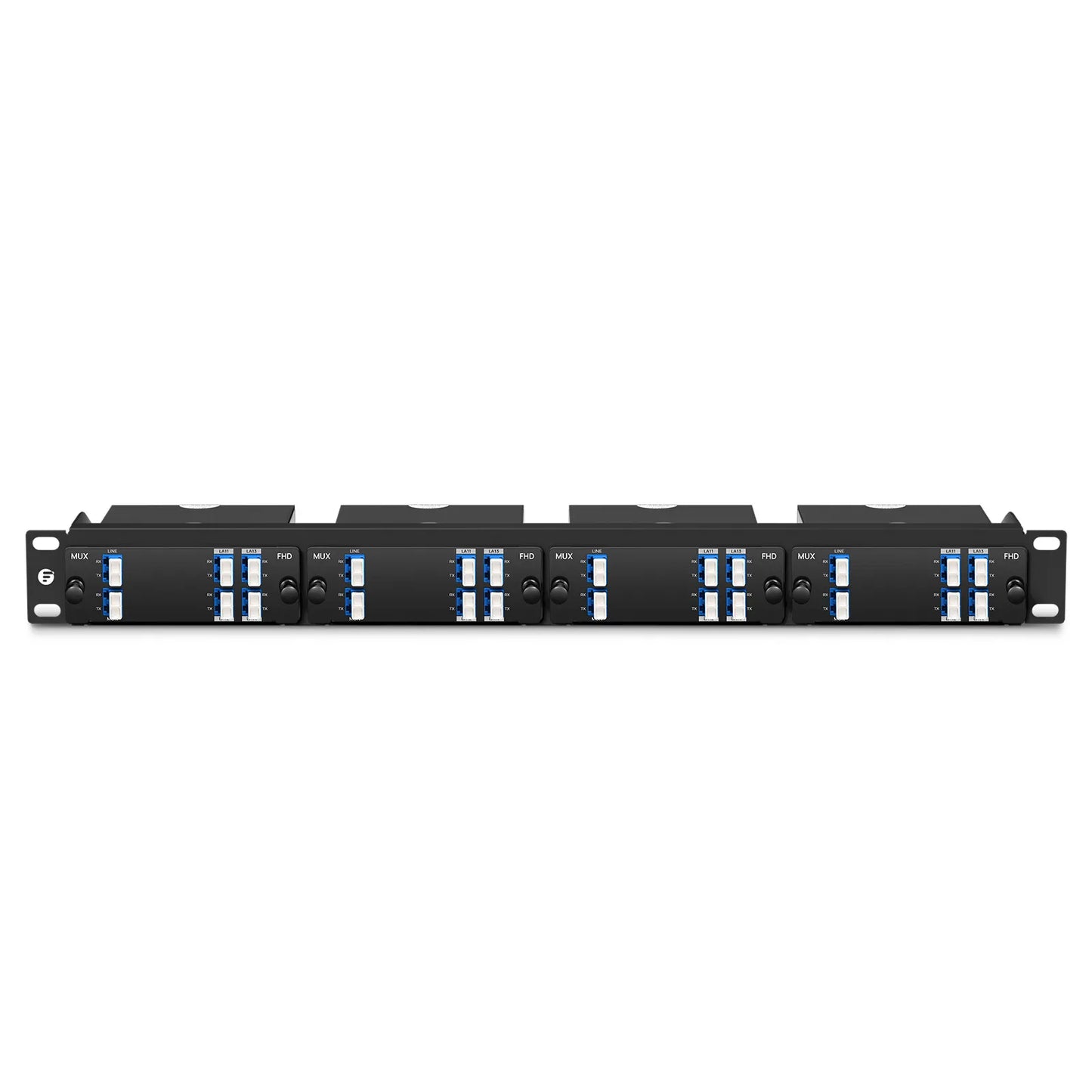 4 Channels LAN-WDM Mux Demux, 1295.56-1309.14nm, with Monitor Port, 1.5dB Typical IL, LC/UPC, Dual Fiber, High Density, FHD™ Plug-in Module