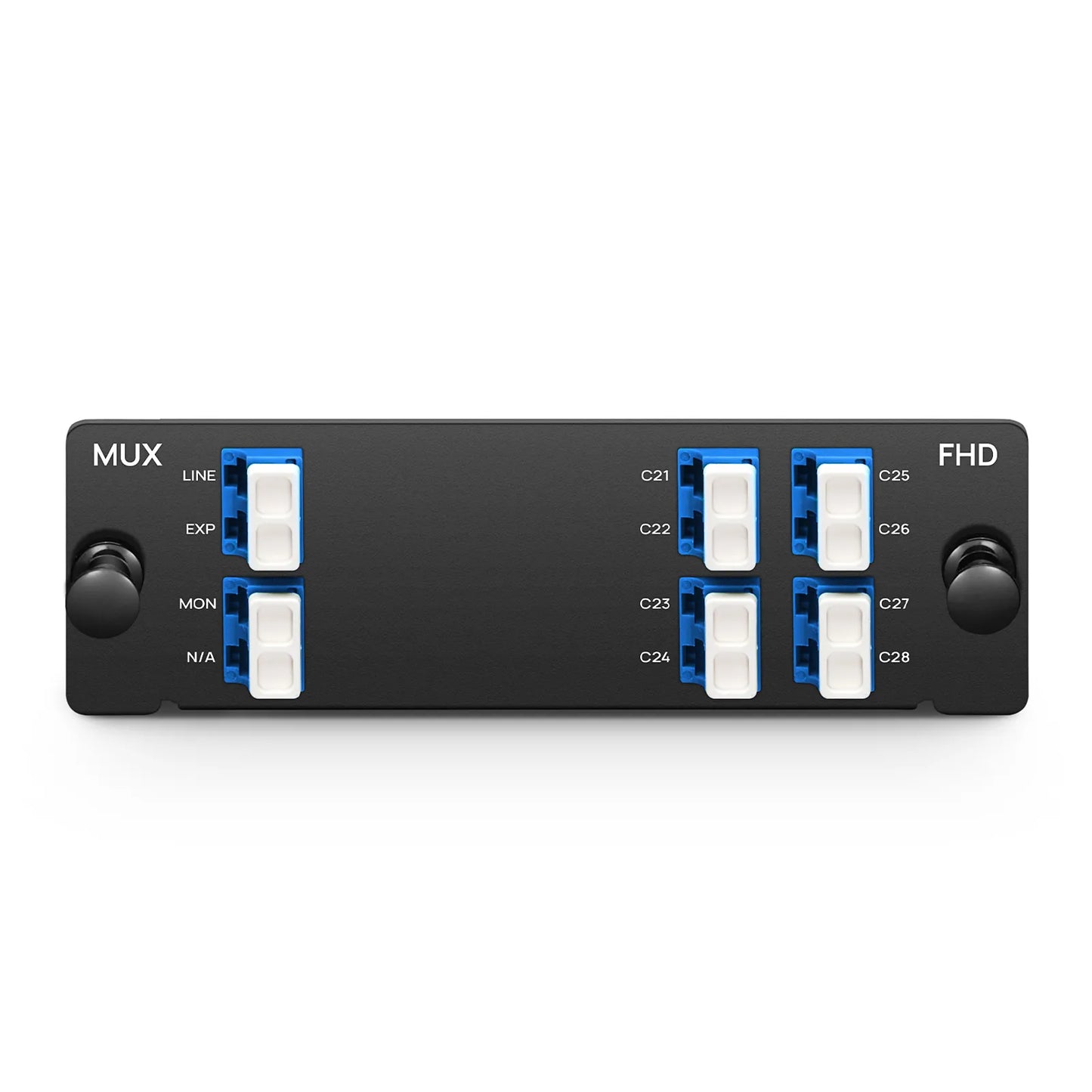 8 Channels DWDM Mux or Demux, 100GHz C21-C28, with Monitor and Expansion Port, 2.75dB Typical IL, LC/UPC, Single Fiber, High Density, FHD™ Plug-in Module