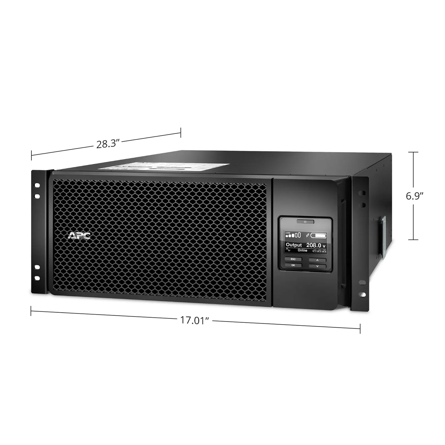 APC Smart-UPS On-line, 6kVA/6kW, 208V, 6 x C13 & 4 x C19 Outlets, Network Card & SmartSlot, 2 Replaceable Battery Modules Included, Rack 4U/Tower Convertible
