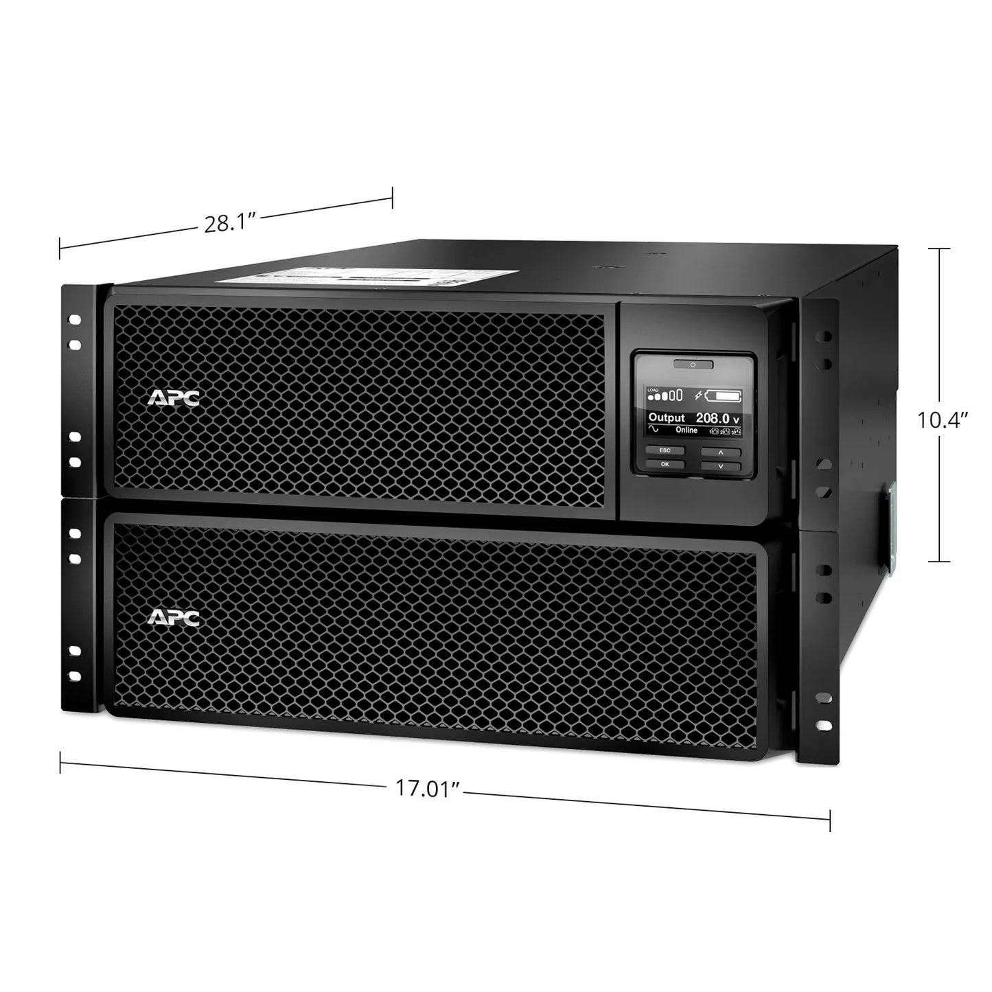 APC Smart-UPS On-line, 8kVA/8kW, 208V, 6 x C13 & 4 x C19 Outlets, Network Card & SmartSlot, 4 Replaceable Battery Modules Included, Rack 6U/Tower Convertible