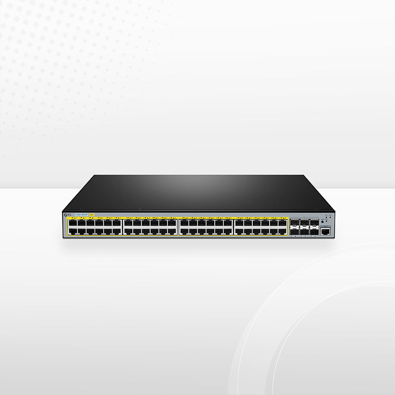 S3400-48T6SP, 48-Port Gigabit Ethernet L2+ PoE+ Switch, 48 x PoE+ Ports @370W, with 6 x 10Gb SFP+ Uplinks, AC+DC Power Supplies, Support Stacking