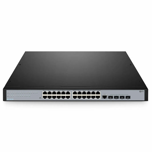 S3700-24T4F, 24-Port Gigabit Ethernet L2+ Switch, 24 x Gigabit RJ45, with 4 x 1Gb SFP Uplinks, Fanless