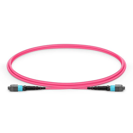 1m (3ft) MTP® Jumper, MTP®-12 UPC (Female) to MTP®-12 UPC (Female), 12 Fibers, Multimode (OM4), Plenum (OFNP), 0.35dB Max, Type B, Magenta