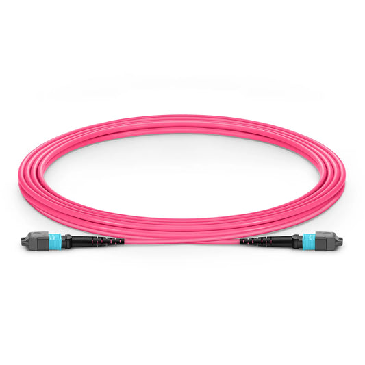 3m (10ft) MTP® Jumper, MTP®-12 UPC (Female) to MTP®-12 UPC (Male), 12 Fibers, Multimode (OM4), Plenum (OFNP), 0.35dB Max, Type A, Magenta