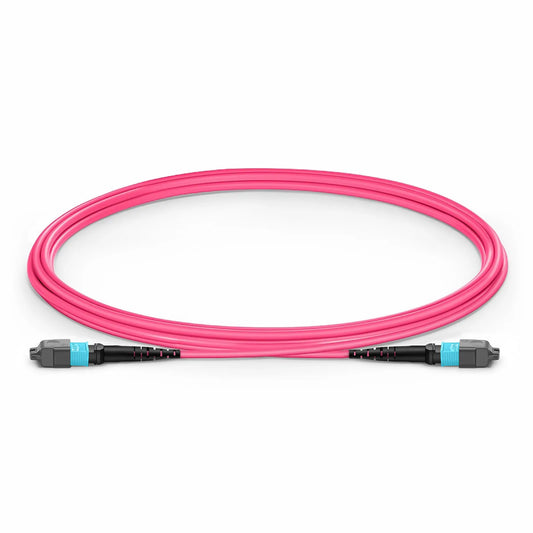 2m (7ft) MTP® Jumper, MTP®-12 UPC (Female) to MTP®-12 UPC (Female), 12 Fibers, Multimode (OM4), Plenum (OFNP), 0.35dB Max, Type B, Magenta