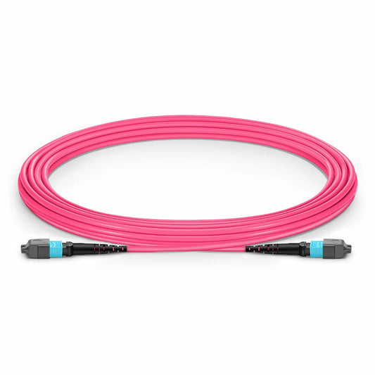 5m (16ft) MTP® Jumper, MTP®-12 UPC (Female) to MTP®-12 UPC (Female), 12 Fibers, Multimode (OM4), Plenum (OFNP), 0.35dB Max, Type A, Magenta