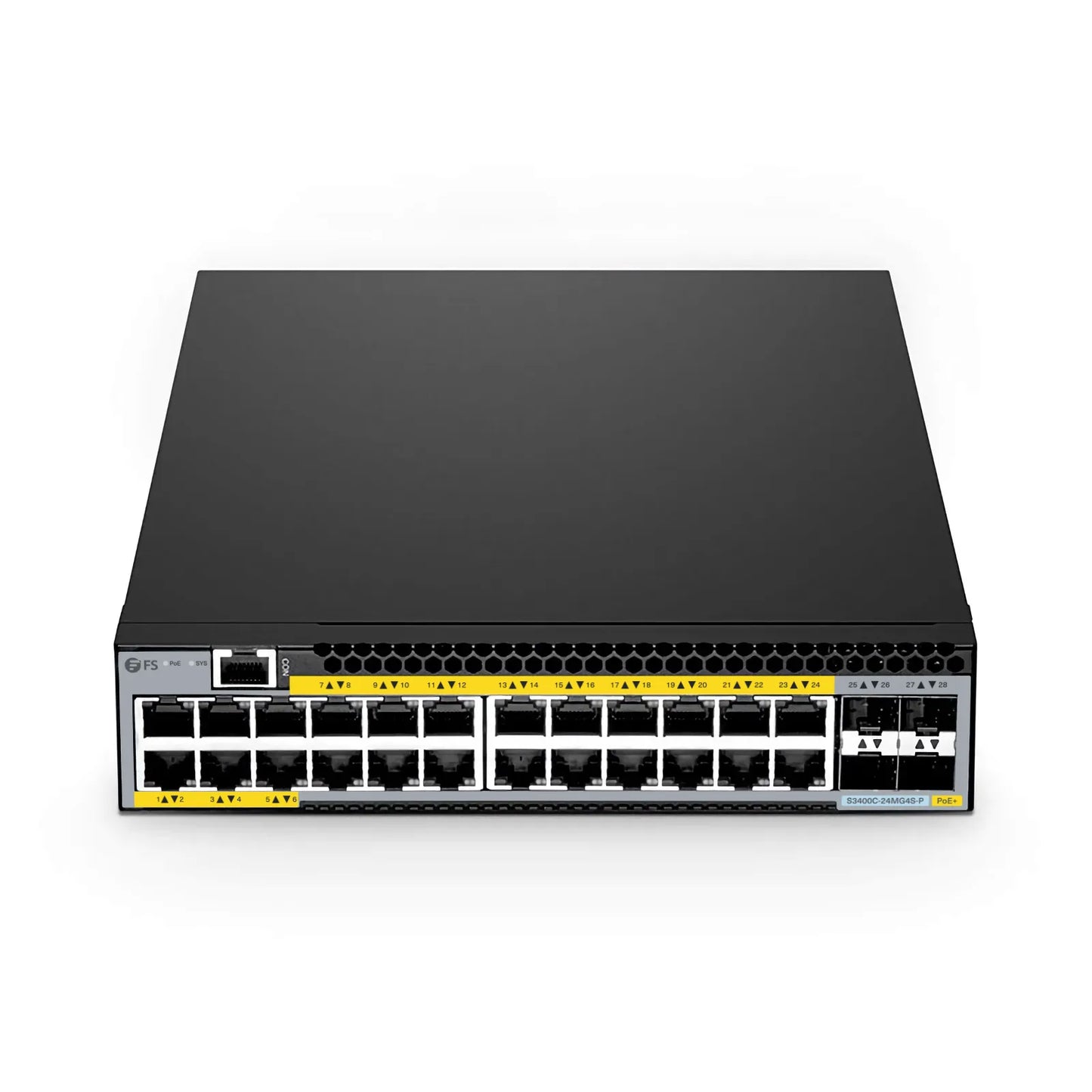 S3400C-24MG4S-P, 24-Port Ethernet L2+ PoE+ Switch, 24 x 2.5GBASE-T/Multi-Gigabit, with 4 x 10Gb SFP+ Uplinks