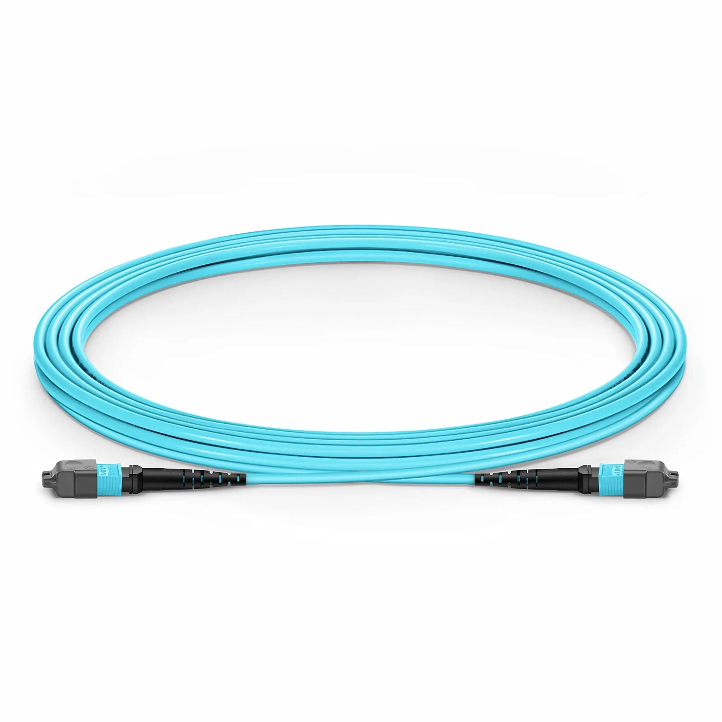 3m (10ft) MTP® Jumper, MTP®-12 UPC (Female) to MTP®-12 UPC (Female), 12 Fibers, Multimode (OM3), Plenum (OFNP), 0.35dB Max, Type B, Aqua