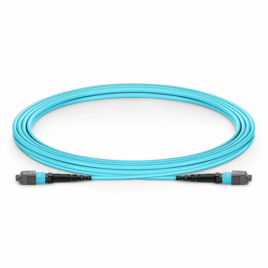 3m (10ft) MTP® Jumper, MTP®-12 UPC (Female) to MTP®-12 UPC (Female), 12 Fibers, Multimode (OM3), Plenum (OFNP), 0.35dB Max, Type B, Aqua
