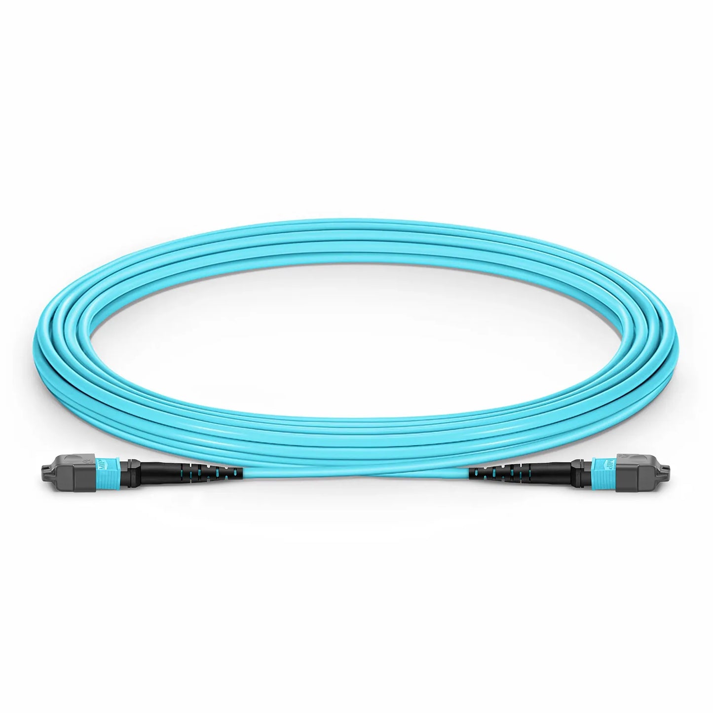 7m (23ft) MTP® Jumper, MTP®-12 UPC (Female) to MTP®-12 UPC (Female), 12 Fibers, Multimode (OM3), Plenum (OFNP), 0.35dB Max, Type A, Aqua