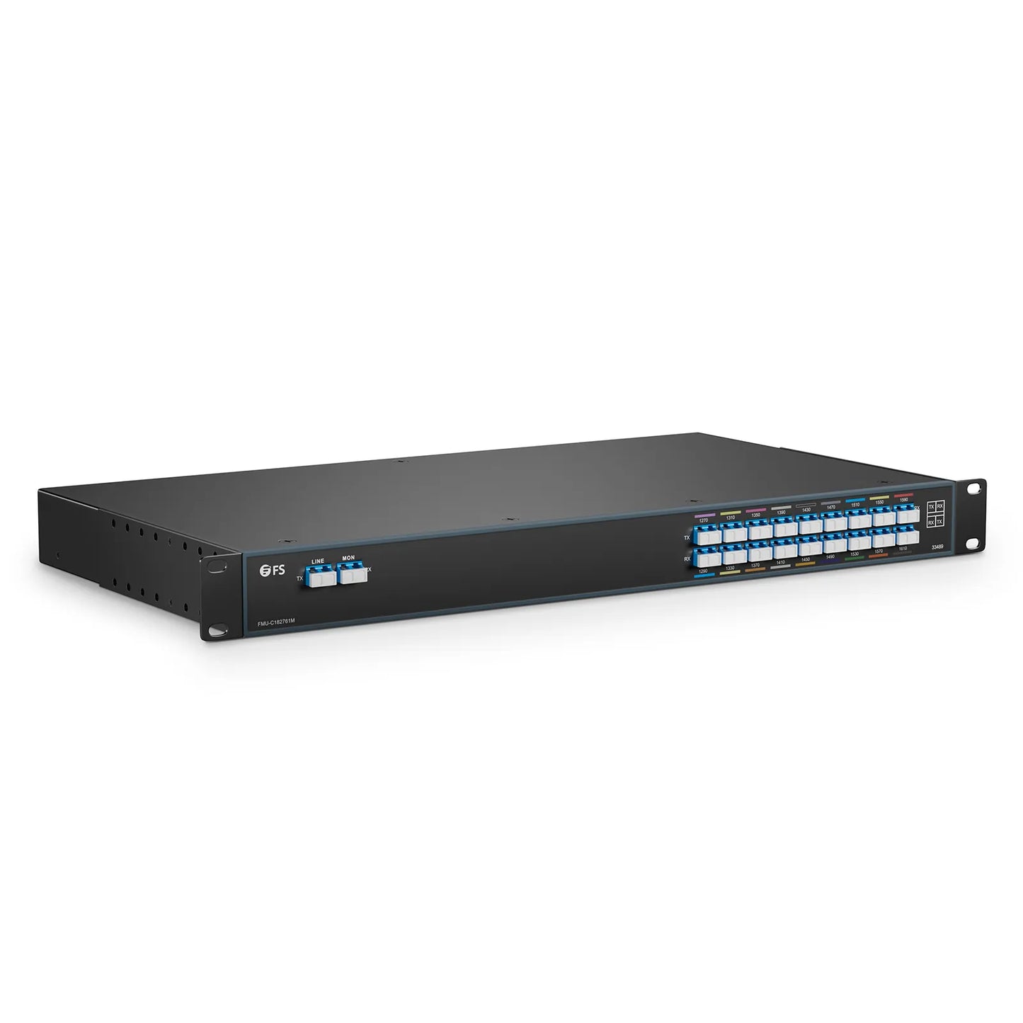 18 Channels CWDM Mux Demux, 1270-1610nm, with Monitor Port, 5.0dB Typical IL, LC/UPC, Dual Fiber, FMU 1U Rack Mount