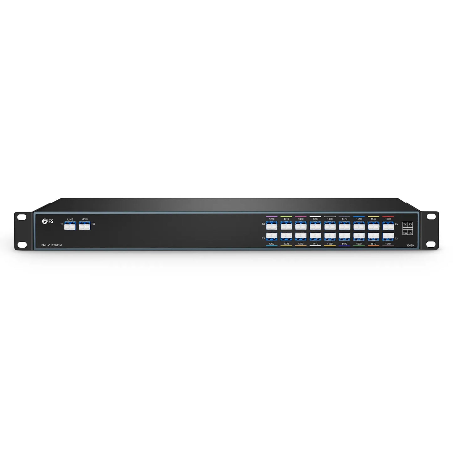 18 Channels CWDM Mux Demux, 1270-1610nm, with Monitor Port, 5.0dB Typical IL, LC/UPC, Dual Fiber, FMU 1U Rack Mount