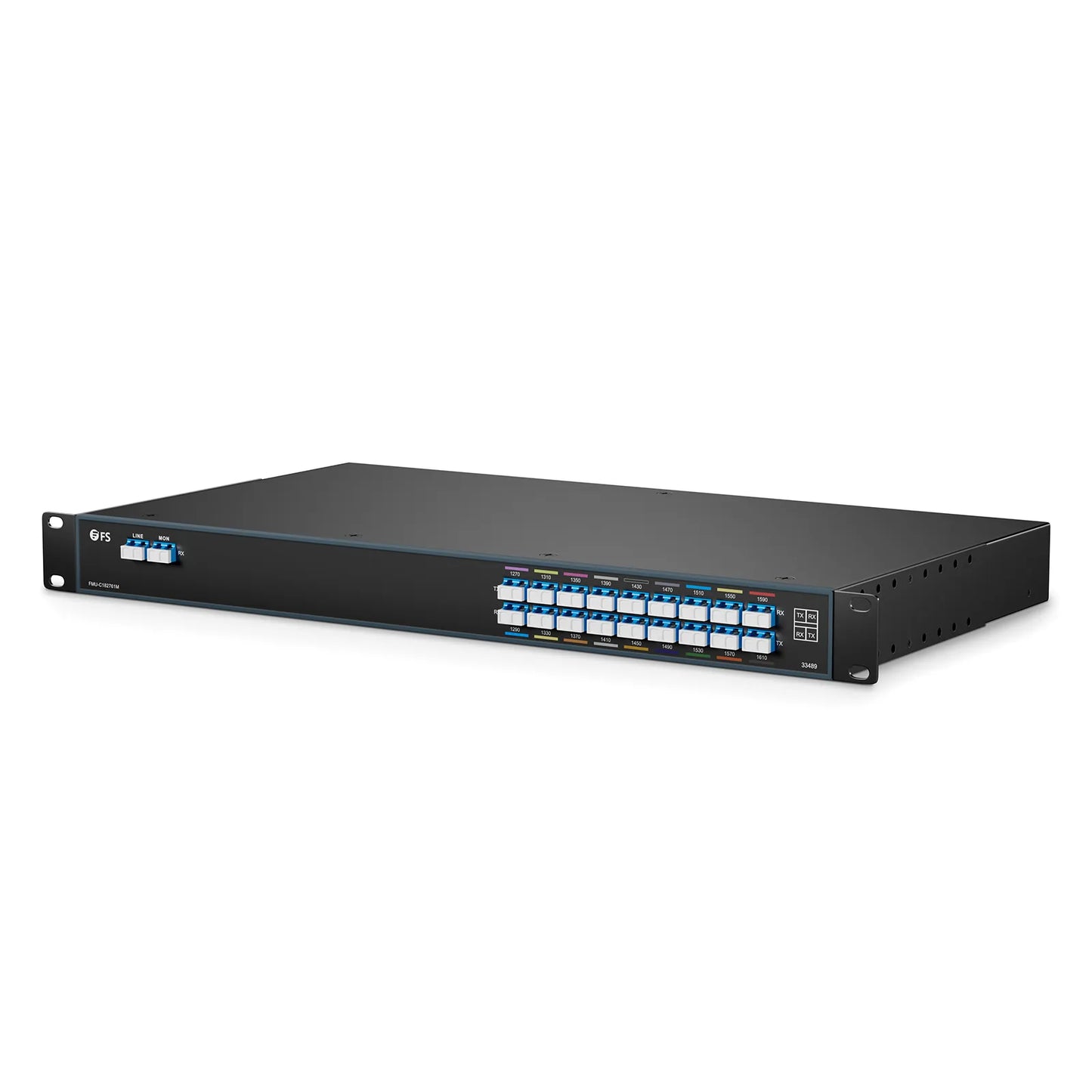 18 Channels CWDM Mux Demux, 1270-1610nm, with Monitor Port, 5.0dB Typical IL, LC/UPC, Dual Fiber, FMU 1U Rack Mount