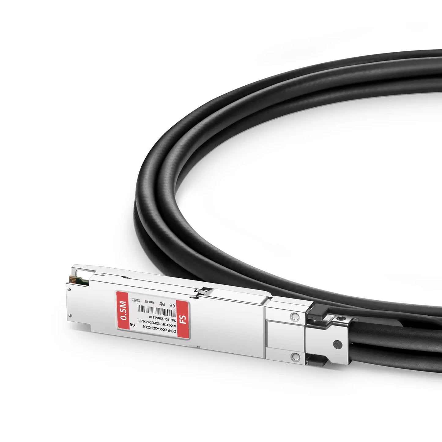0.5m (2ft) Generic Compatible 800G OSFP 8 x 100G PAM4 Finned Top to 2 x 400G QSFP112 4 x 100G PAM4 Passive Direct Attach Copper Breakout Cable