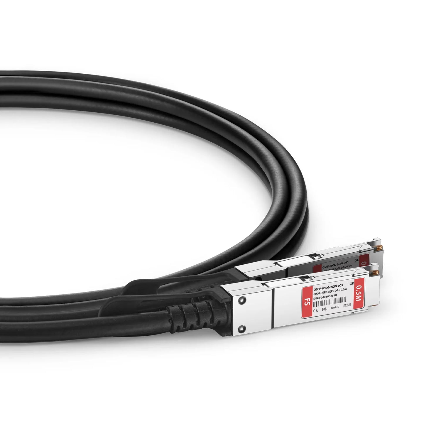 0.5m (2ft) Generic Compatible 800G OSFP 8 x 100G PAM4 Finned Top to 2 x 400G QSFP112 4 x 100G PAM4 Passive Direct Attach Copper Breakout Cable