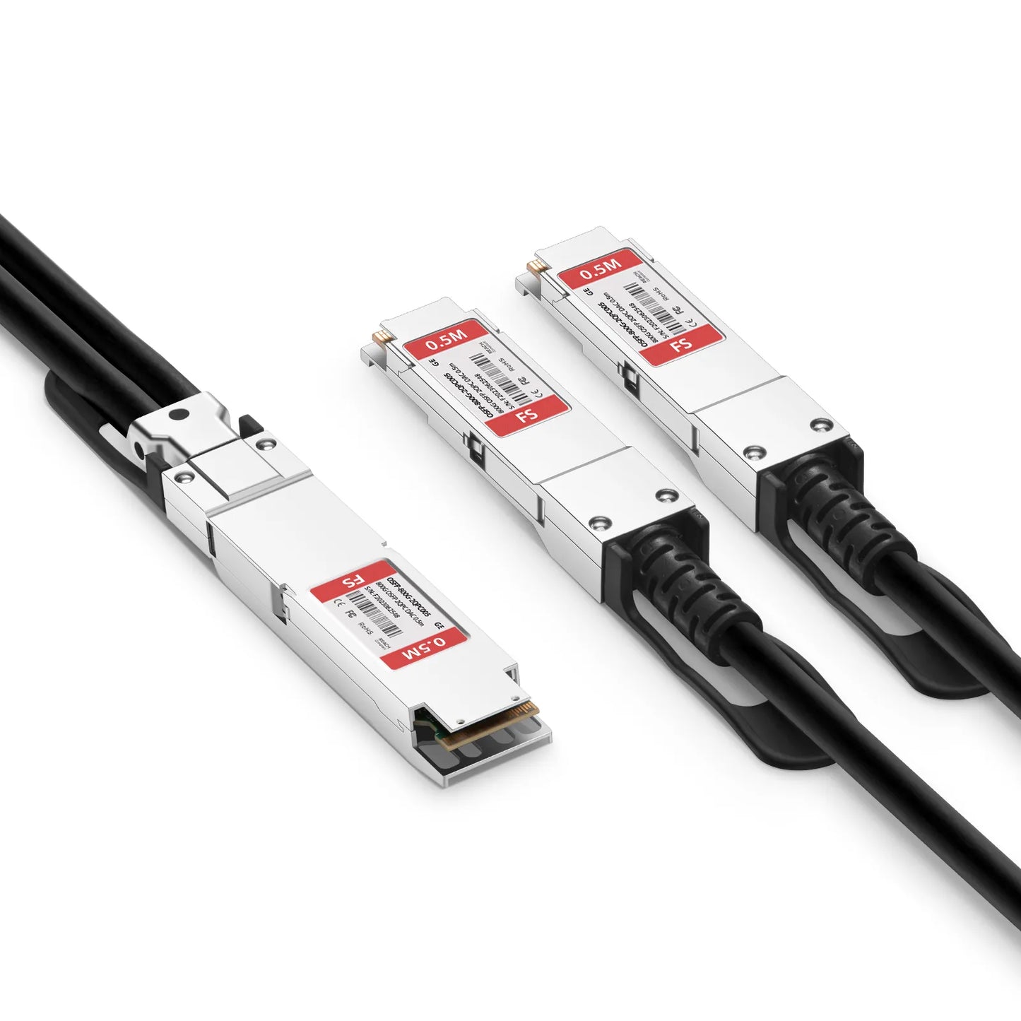 0.5m (2ft) Generic Compatible 800G OSFP 8 x 100G PAM4 Finned Top to 2 x 400G QSFP112 4 x 100G PAM4 Passive Direct Attach Copper Breakout Cable
